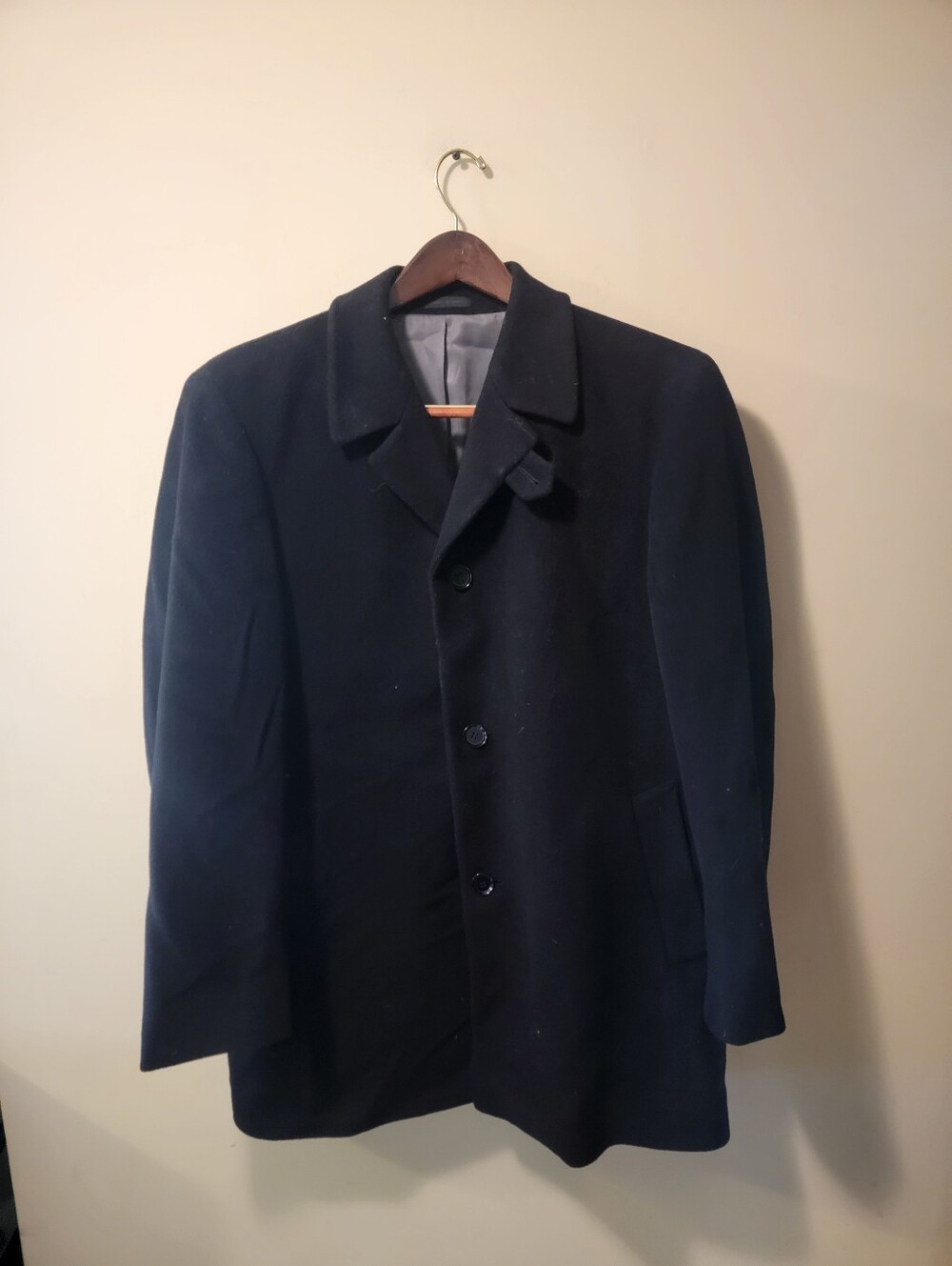 Calvin Klein Men's Wool Cashmere Top Coat Overcoat Black Size 42R